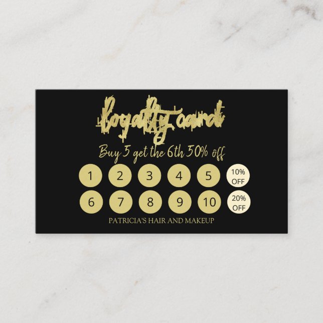 Stilvolle Makeup Artist Hair Salon 10 Loyalty Card Visitenkarte (Vorderseite)