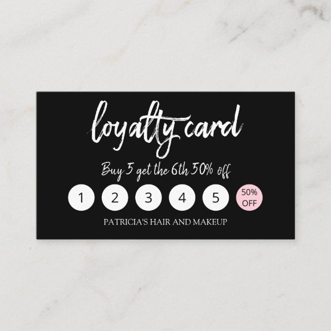 Stilvolle Makeup Artist Hair Salon 5 Loyalty Card Visitenkarte (Vorderseite)