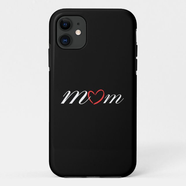 Stilvolle Mama oder Mum Text mit einem roten Herz  Case-Mate iPhone Hülle (Rückseite)
