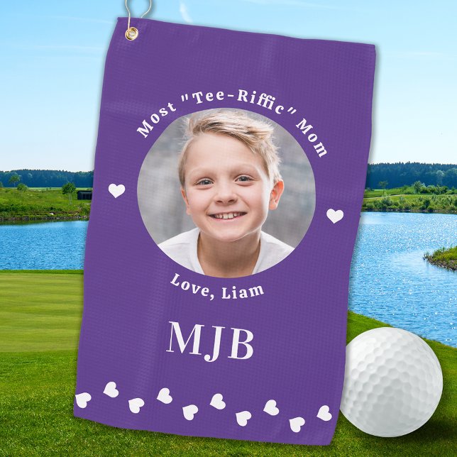 Stilvolle MAMA Personalisiertes Foto Chic Golfer L Golfhandtuch (Von Creator hochgeladen)