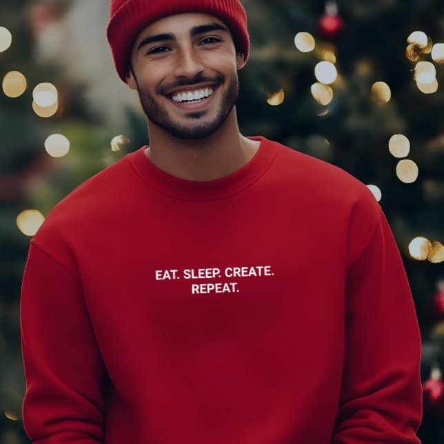 Stilvolle Männer Red Eat Sleep Erstellen Wiederhol T-Shirt (Stylish Men Red Eat Sleep Create Repeat Slogan T-Shirt!)