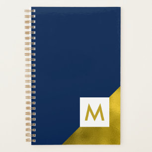 Stilvolle Marine und Gold Mit Monogramm Planer