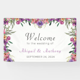 Stilvolle Mauve Floral Watercolor Begrüßung Banner