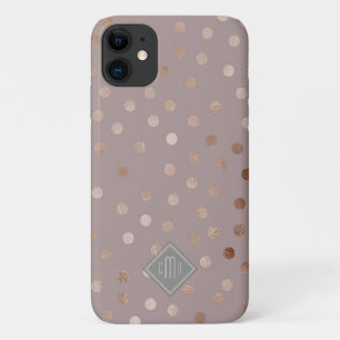 Stilvolle Mauve Glitzer Punkte mit Ihrem Monogramm Case-Mate iPhone Hülle
