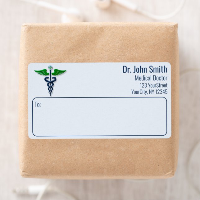 Stilvolle Medical Caduceus Green Wings Cross Blue (Insitu)