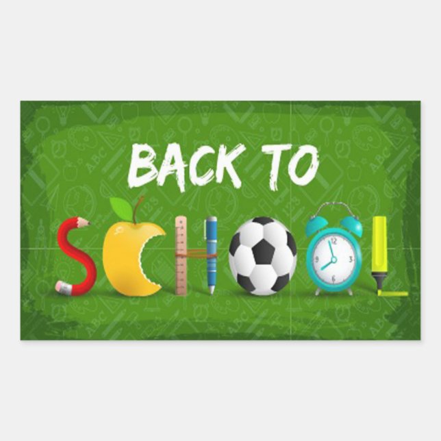 Stilvolle mehrfarbige Zurück zur Schule Rechteckiger Aufkleber (Vorderseite)