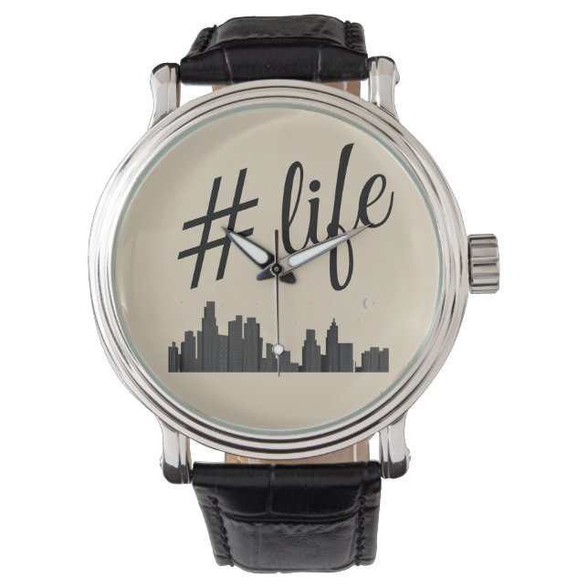 Stilvolle Men's Vintag Black Leather Strap Uhr (Vorderseite)