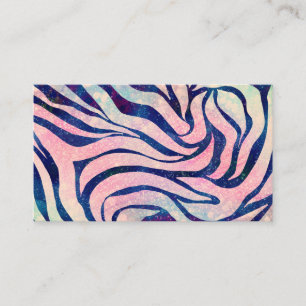Stilvolle Metallic Blue & Holographic Zebra Print Visitenkarte