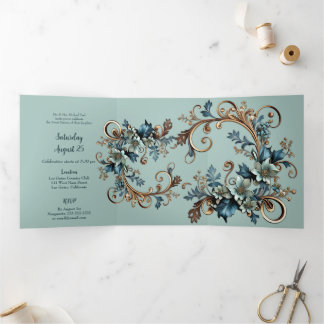 Stilvolle Metallic Floral Sweet 16 Party Einladung