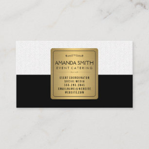 Stilvolle Metallic Gold Black Subtle Wavy Muster Visitenkarte