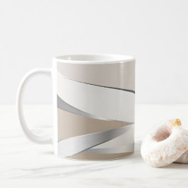 Stilvolle Metallic Silver Beige White Wave Kaffeetasse