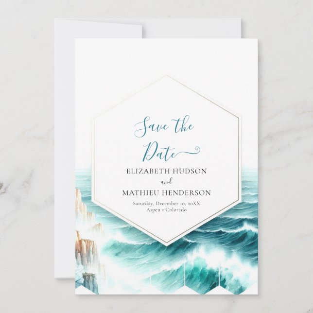 Stilvolle Minimal Nautical Wedding Save The Date (Vorderseite)