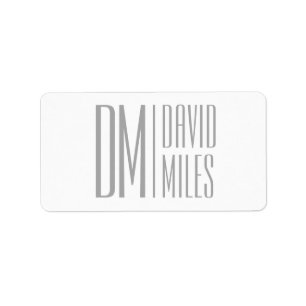 Stilvolle Minimal- und moderne Gray-Initials & Nam Adressaufkleber