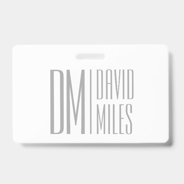 Stilvolle Minimal- und moderne Gray-Initials & Nam Ausweis (Vorderseite)