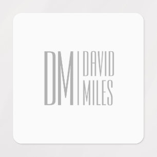 Stilvolle Minimal- und moderne Gray-Initials & Nam Etiketten