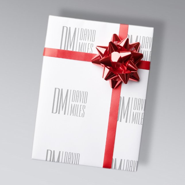 Stilvolle Minimal- und moderne Gray-Initials & Nam Geschenkpapier (Von Creator hochgeladen)