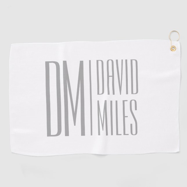 Stilvolle Minimal- und moderne Gray-Initials & Nam Golfhandtuch (Horizontal)