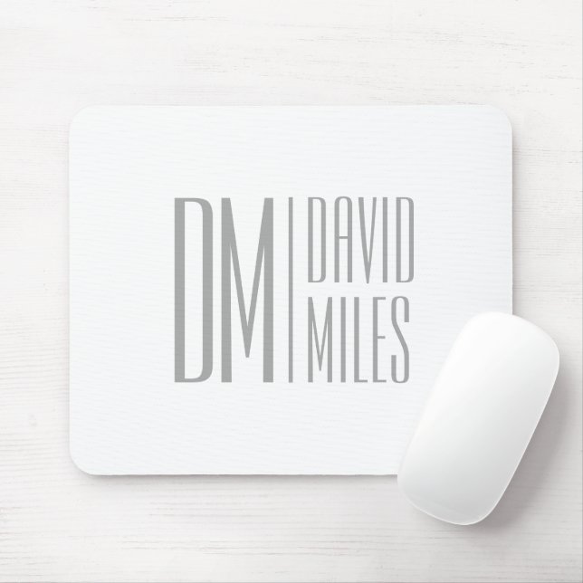 Stilvolle Minimal- und moderne Gray-Initials & Nam Mousepad (Mit Mouse)