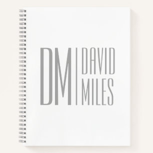 Stilvolle Minimal- und moderne Gray-Initials & Nam Notizbuch