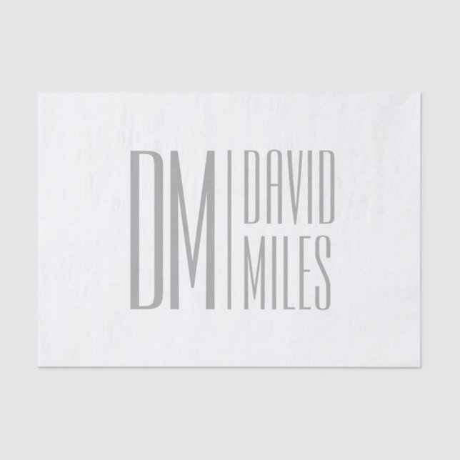 Stilvolle Minimal- und moderne Gray-Initials & Nam Seidenpapier (Vorderseite)