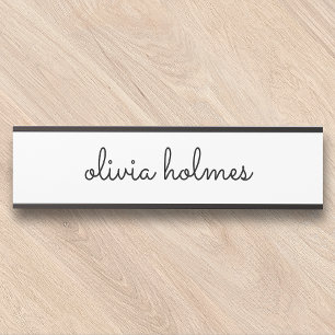 Stilvolle Minimal White Script Namenplate Türsigni Türschild