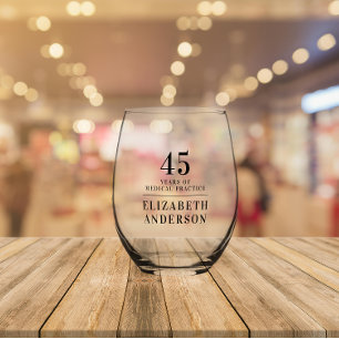 Stilvolle minimale Anniversary Black Date Name Weinglas Ohne Stiel