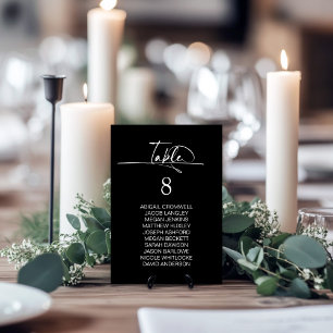 Stilvolle Minimalistische Black Wedding Tischnummer