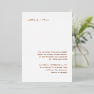 Stilvolle Minimalistische Hochzeit Folieneinladung