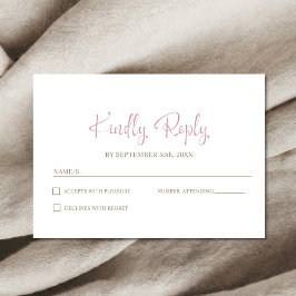 Stilvolle Minimalistische Hochzeit RSVP Karte