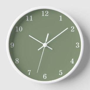 Stilvolle minimalistische Salbei-grüne Wanduhr