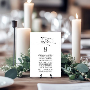 Stilvolle Minimalistische Schwarz-weiße Hochzeit Tischnummer