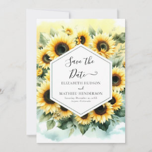 Stilvolle Minimalistische Sonnenblumenhochzeit Save The Date