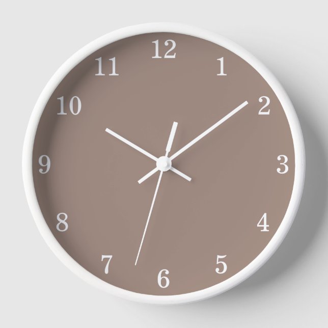 Stilvolle Minimalistische Taupe Wall Uhr (Vorderseite)