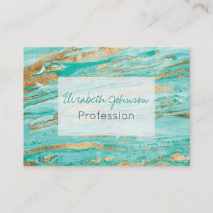 Stilvolle Mint Gold Abstrakt Marble Liquid Paint Visitenkarte