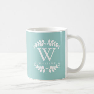 Stilvolle Mint Green Monogram Tasse