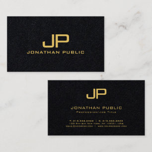 Stilvolle Mit Monogramm Black and Gold Luxury Prem Visitenkarte