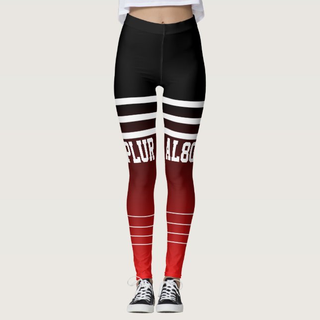 Stilvolle mit Monogramm Gradientenschwarz-Rot-Work Leggings (Vorderseite)
