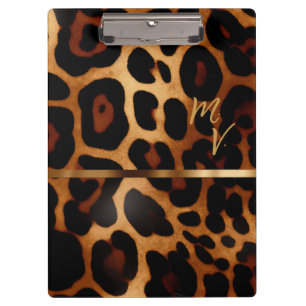 Stilvolle Mit Monogramm Leopard Print Business Klemmbrett
