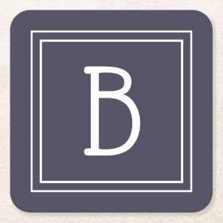 Stilvolle Mit Monogramm Midnight Blue & White Init Rechteckiger Pappuntersetzer
