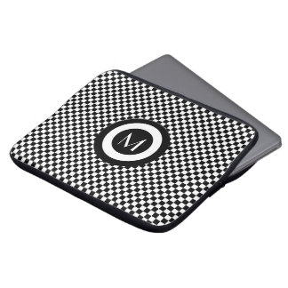 Stilvolle Mit Monogramm Schwarz-Weiß-Karos Laptopschutzhülle