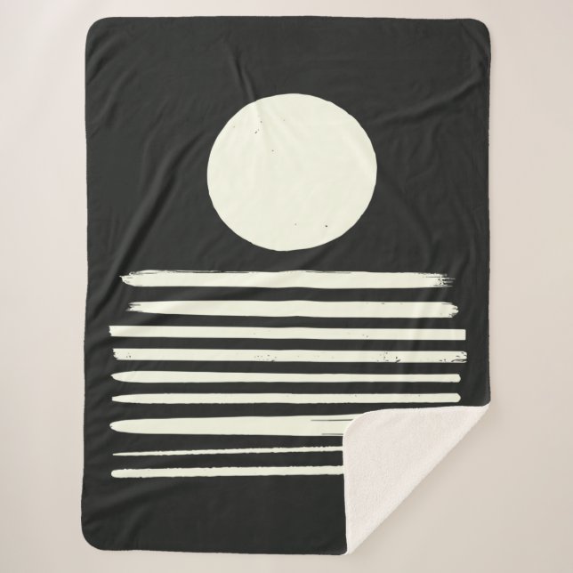 Stilvolle, moderne Abstrakte Schwarz-Weiß-Kunst Sherpadecke (Vorderseite)