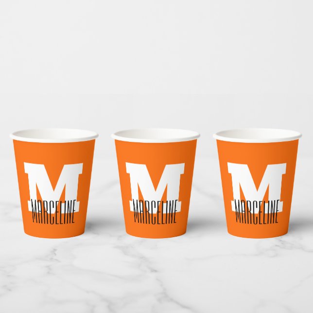 Stilvolle moderne Bezeichnung Initial | Neon Sunse Pappbecher (Multi)