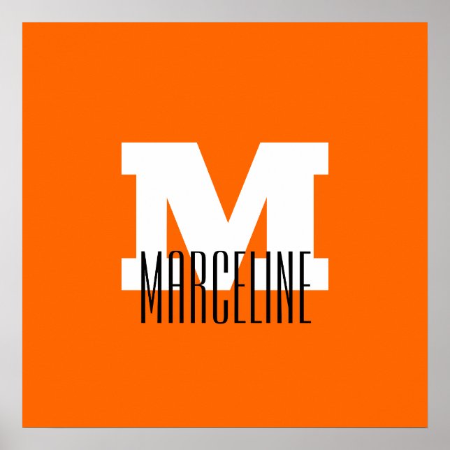 Stilvolle moderne Bezeichnung Initial | Neon Sunse Poster (Vorne)