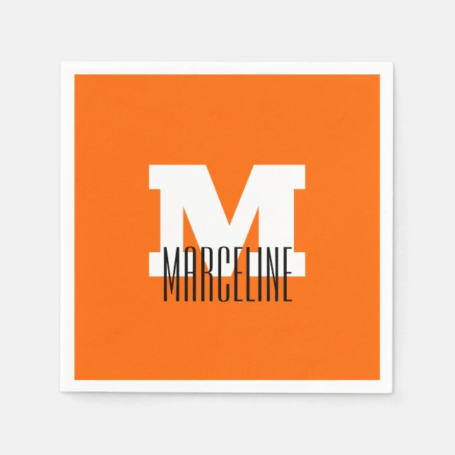 Stilvolle moderne Bezeichnung Initial | Neon Sunse Serviette (Vorderseite)