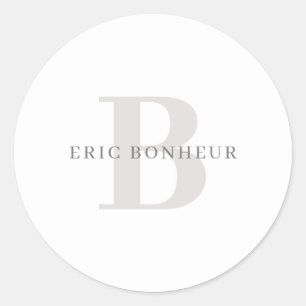 Stilvolle moderne Bezeichnung & Monogramm Runder Aufkleber