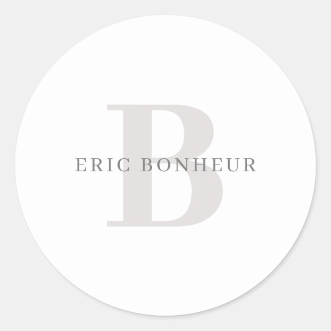 Stilvolle moderne Bezeichnung & Monogramm Runder Aufkleber (Vorderseite)