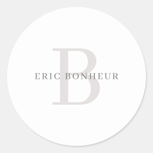 Stilvolle moderne Bezeichnung & Monogramm Runder Aufkleber (Vorderseite)
