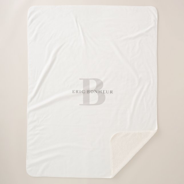 Stilvolle moderne Bezeichnung & Monogramm Sherpadecke (Vorderseite)