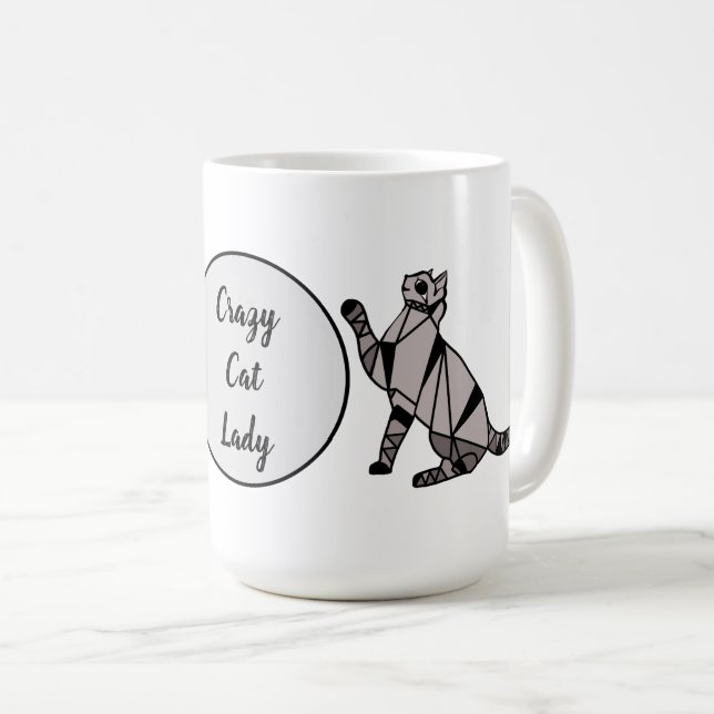 Stilvolle, moderne Black Graphic Cat and Script Kaffeetasse (VorderseiteRechts)