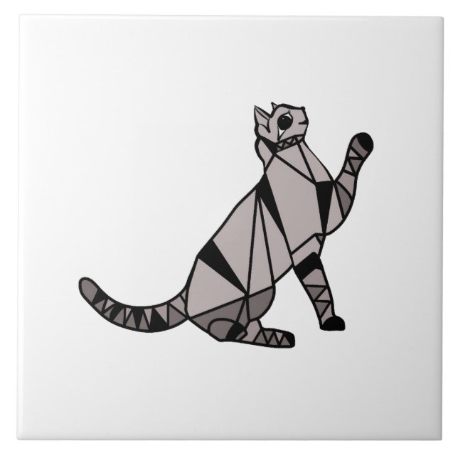 Stilvolle, moderne Black Graphic Cat Fliese (Vorderseite)